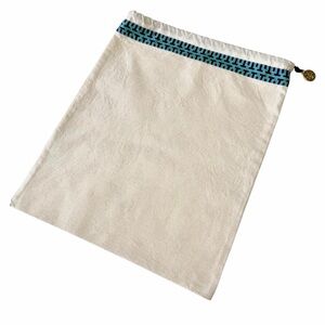 Tory Burch Cotton Canvas Dust Bag Drawstring w/ Gold Logo Charm 15” x 12” Cream